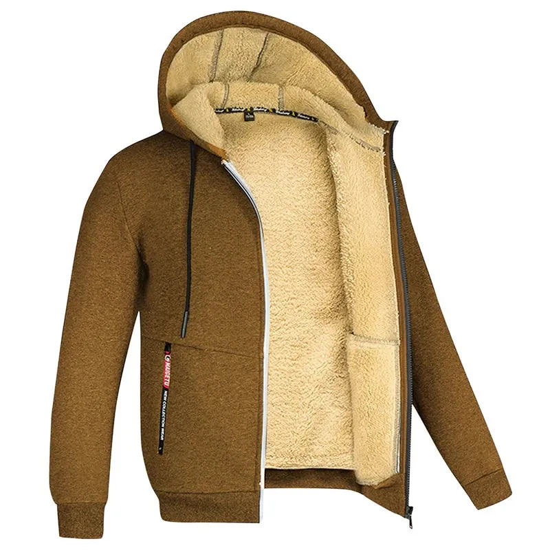 Kolongvangie Men's Fleece Jackets Sherpa Lined Sweatshirt Heavyweight Thick Zip Up Hoodie Warm Coat Fleece Jacket