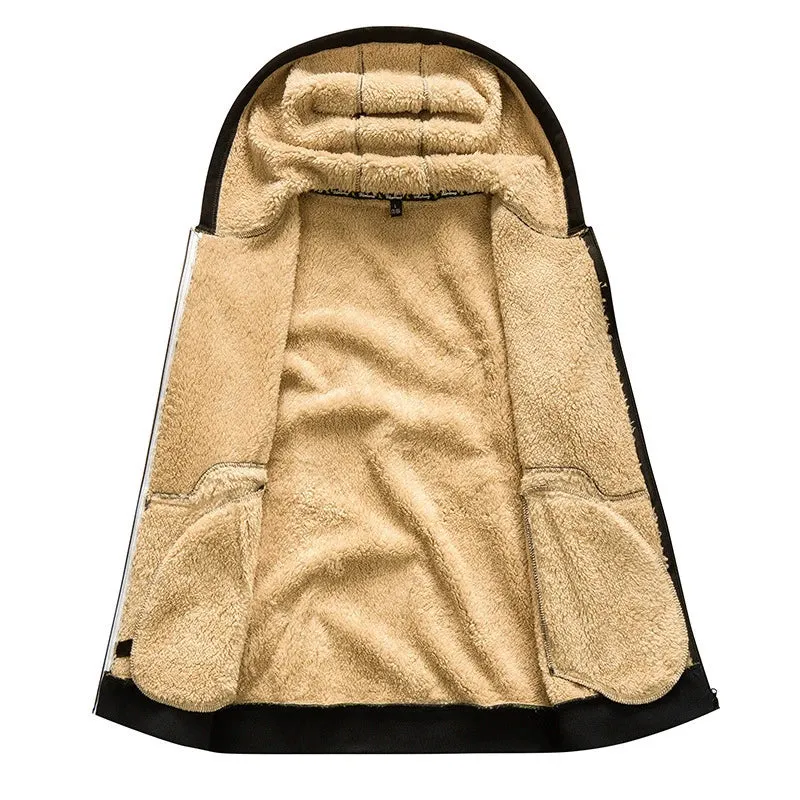 Kolongvangie Men's Fleece Jackets Sherpa Lined Sweatshirt Heavyweight Thick Zip Up Hoodie Warm Coat Fleece Jacket