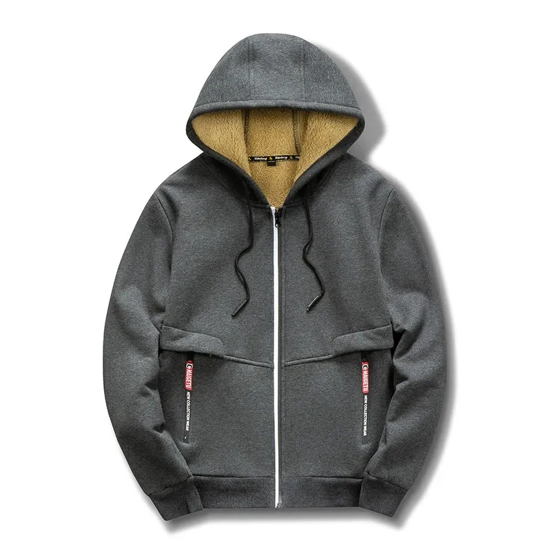 Kolongvangie Men's Fleece Jackets Sherpa Lined Sweatshirt Heavyweight Thick Zip Up Hoodie Warm Coat Fleece Jacket
