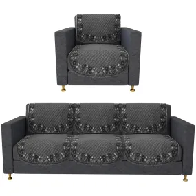 Kuber Industries Sofa Cover | 3 1 Seater Sofa Slip Cover Set | Digital Painting Sofa Cover | Suede Ultra Sonic Couch Cover | Sofa Slipcover Set Living Room | Gray