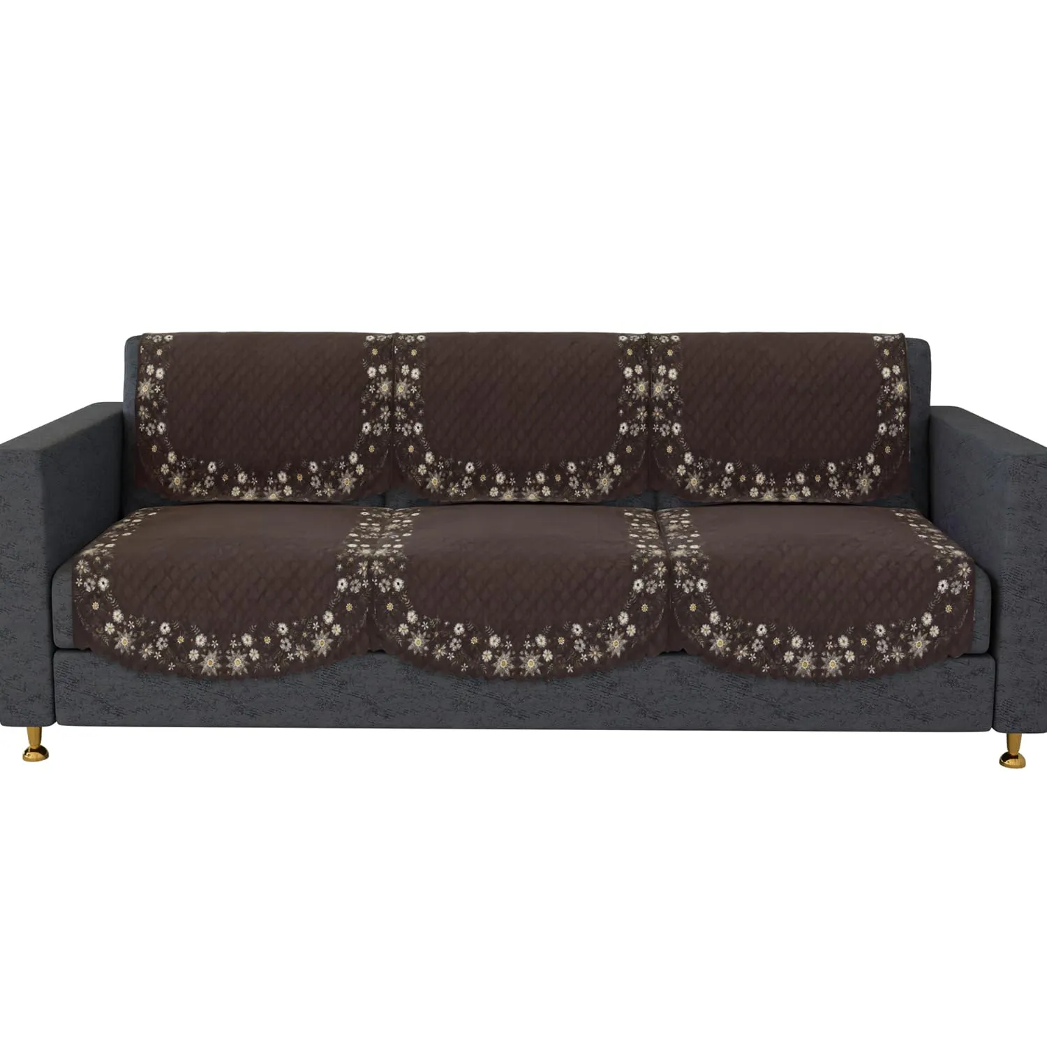 Kuber Industries Sofa Cover | 3 Seater Sofa Slip Cover Set | Digital Painting Sofa Cover | Suede Ultra Sonic Couch Cover | Sofa Slipcover Set Living Room | Brown