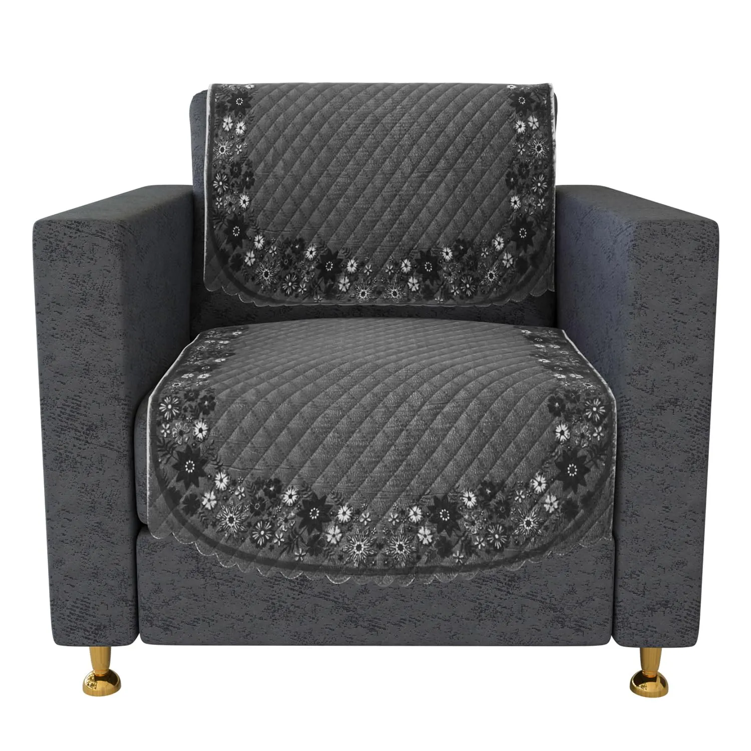 Kuber Industries Sofa Cover | Single Seater Sofa Slip Cover Set | Digital Painting Sofa Cover | Suede Ultra Sonic Couch Cover | Sofa Slipcover Set Living Room | Gray