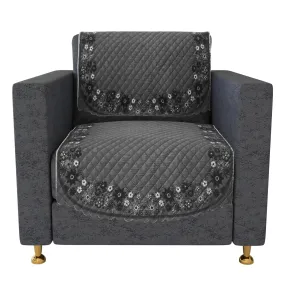 Kuber Industries Sofa Cover | Single Seater Sofa Slip Cover Set | Digital Painting Sofa Cover | Suede Ultra Sonic Couch Cover | Sofa Slipcover Set Living Room | Gray