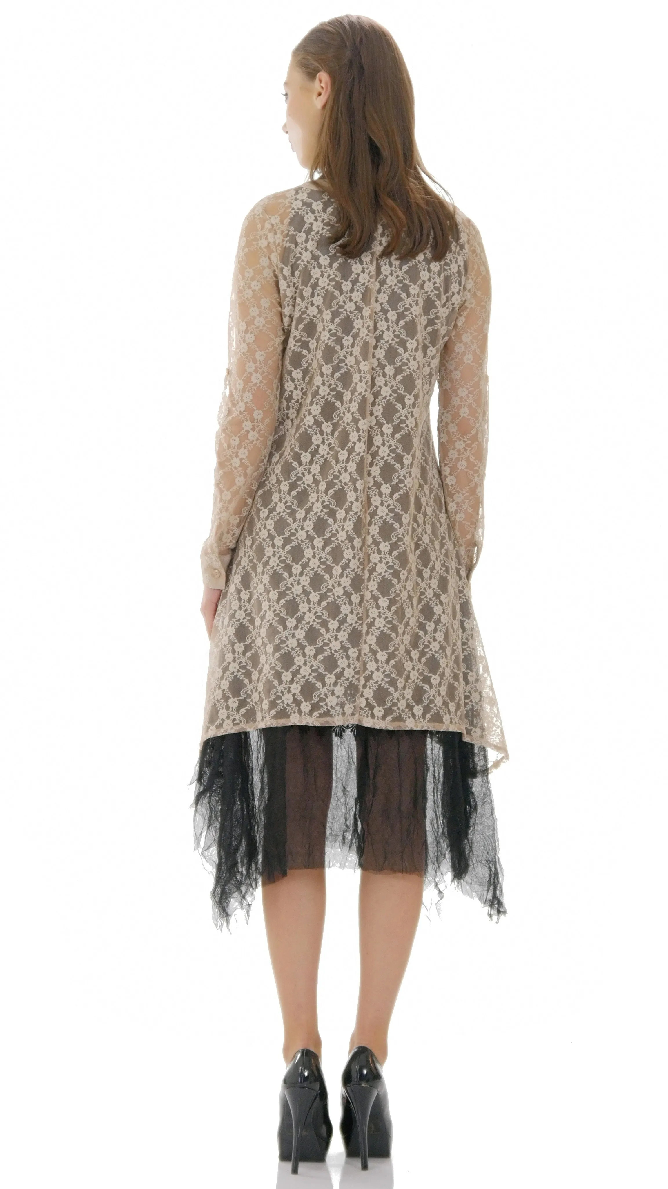 Lace A line see-through shirt Tunic