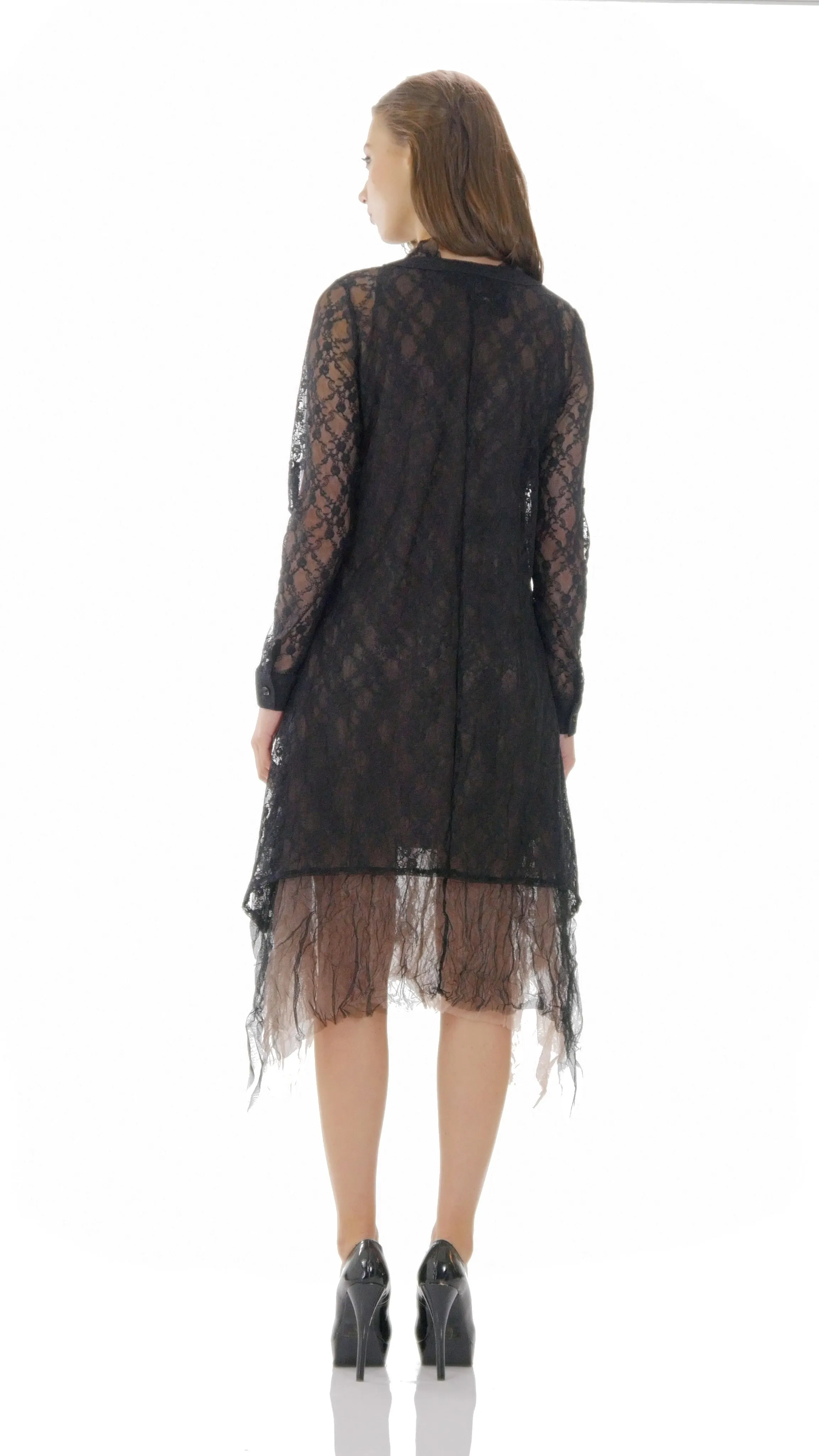 Lace A line see-through shirt Tunic
