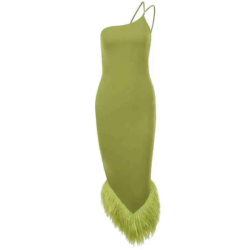 Ladies Sleeveless Velvet Hem Bodycon Midi Dress PW514