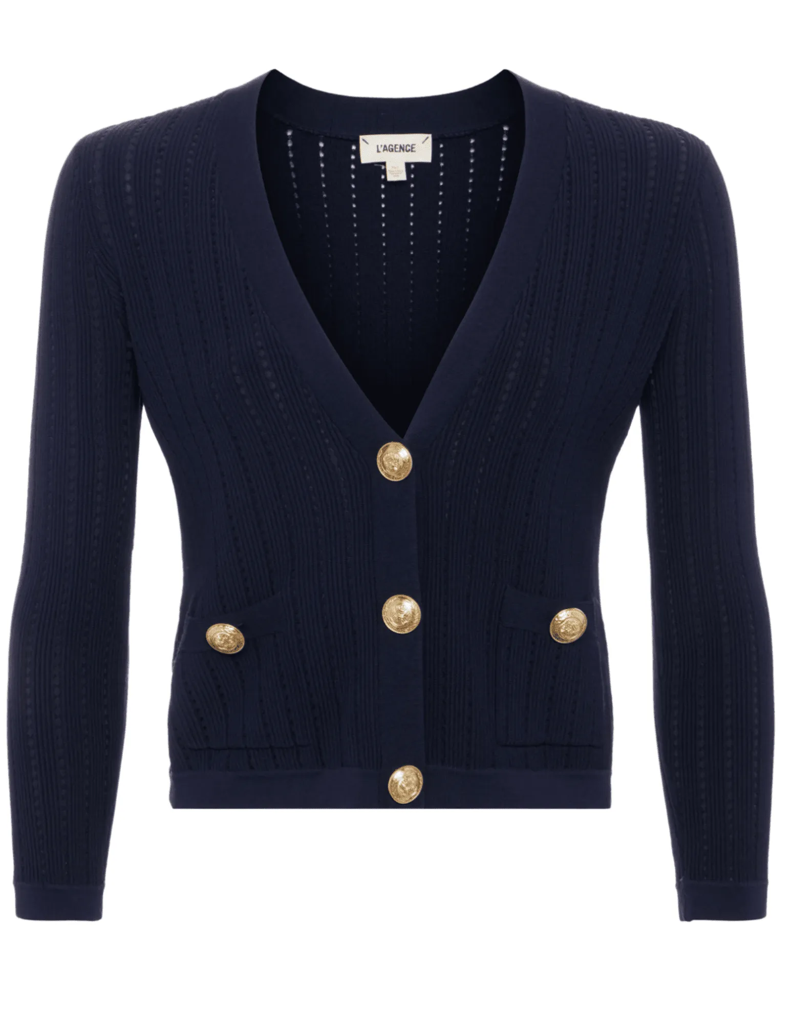 L'Agence Irvin Pointelle Cropped Cardigan