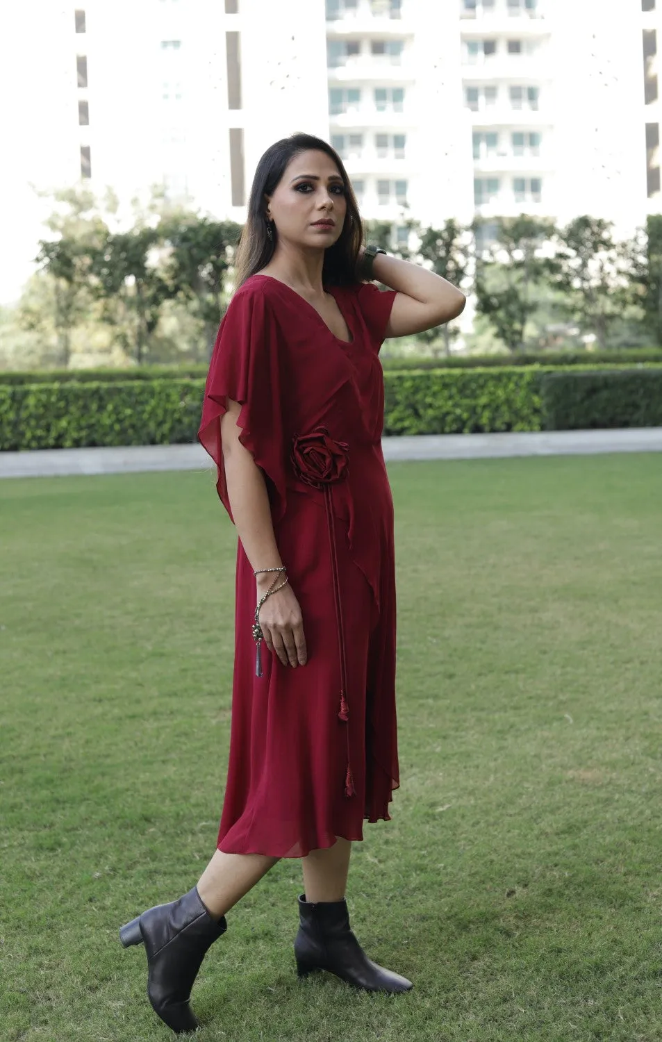 Layered Dress- Maroon