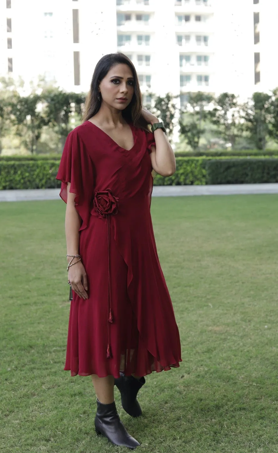 Layered Dress- Maroon