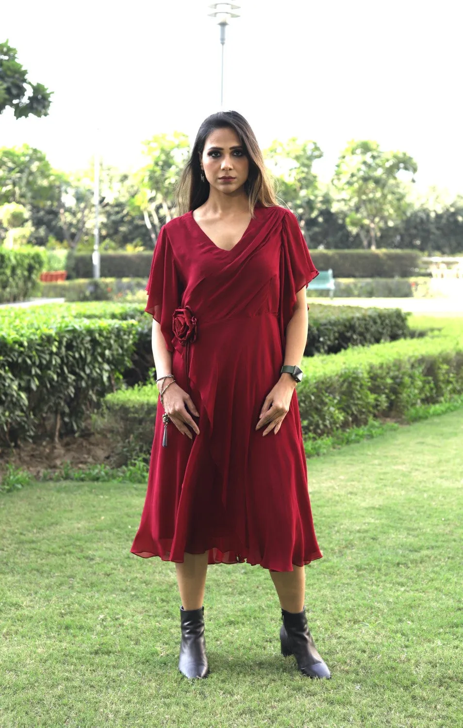 Layered Dress- Maroon