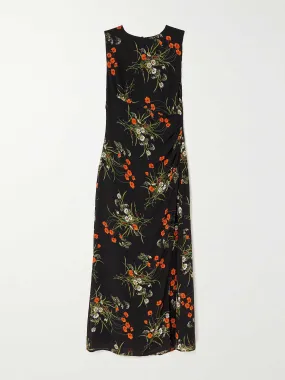Ledger floral-print midi dress