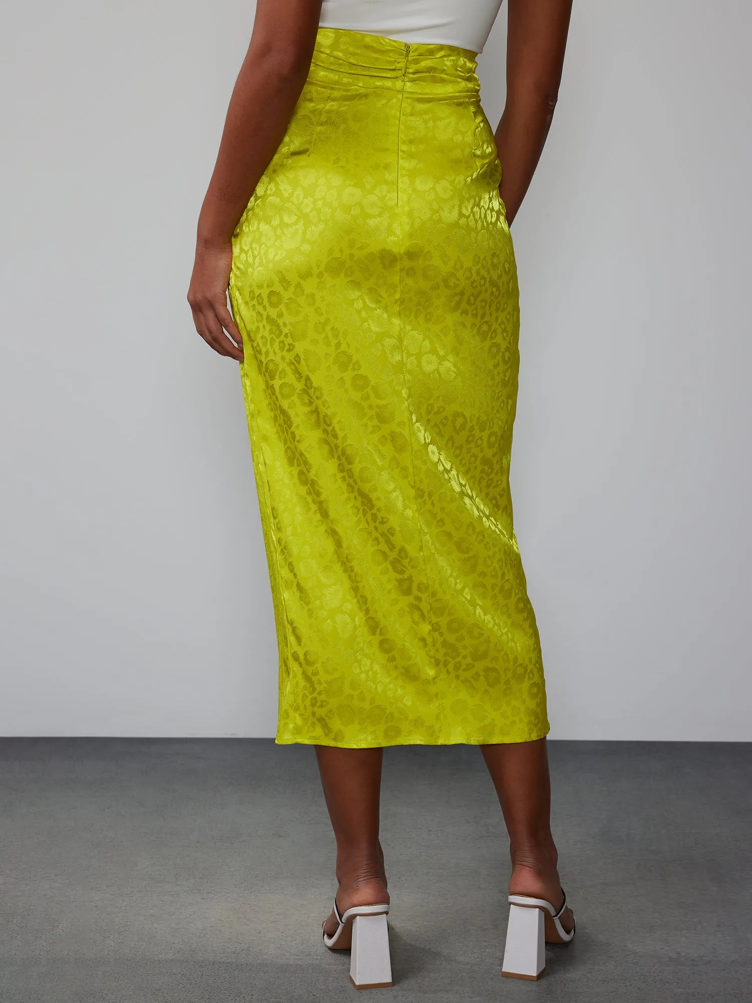 Leopard Satin Midi Skirt