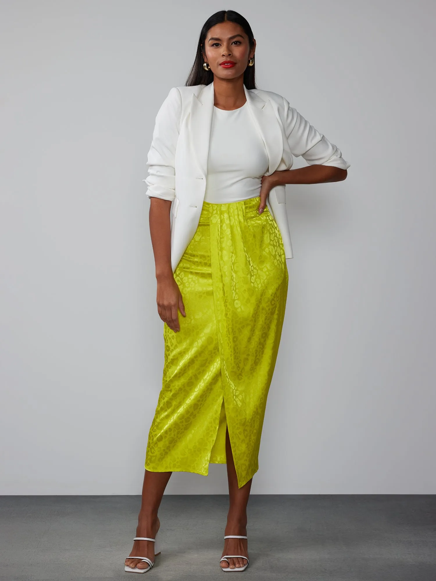 Leopard Satin Midi Skirt