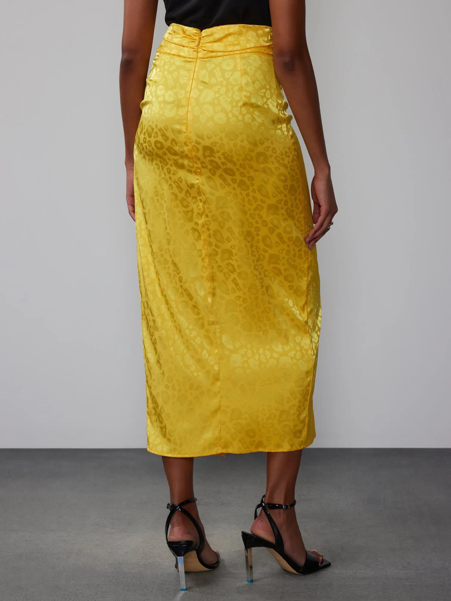 Leopard Satin Midi Skirt