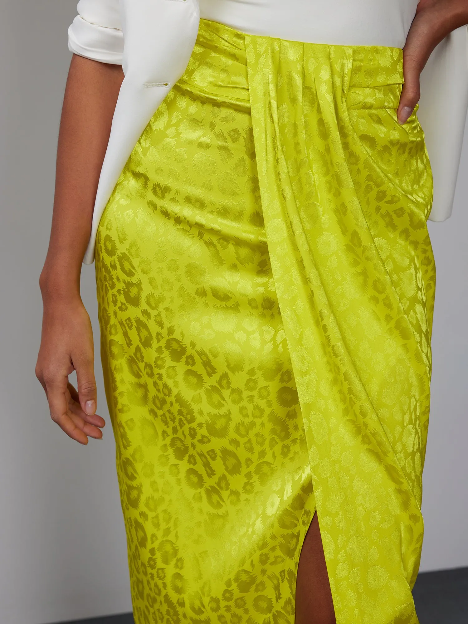 Leopard Satin Midi Skirt