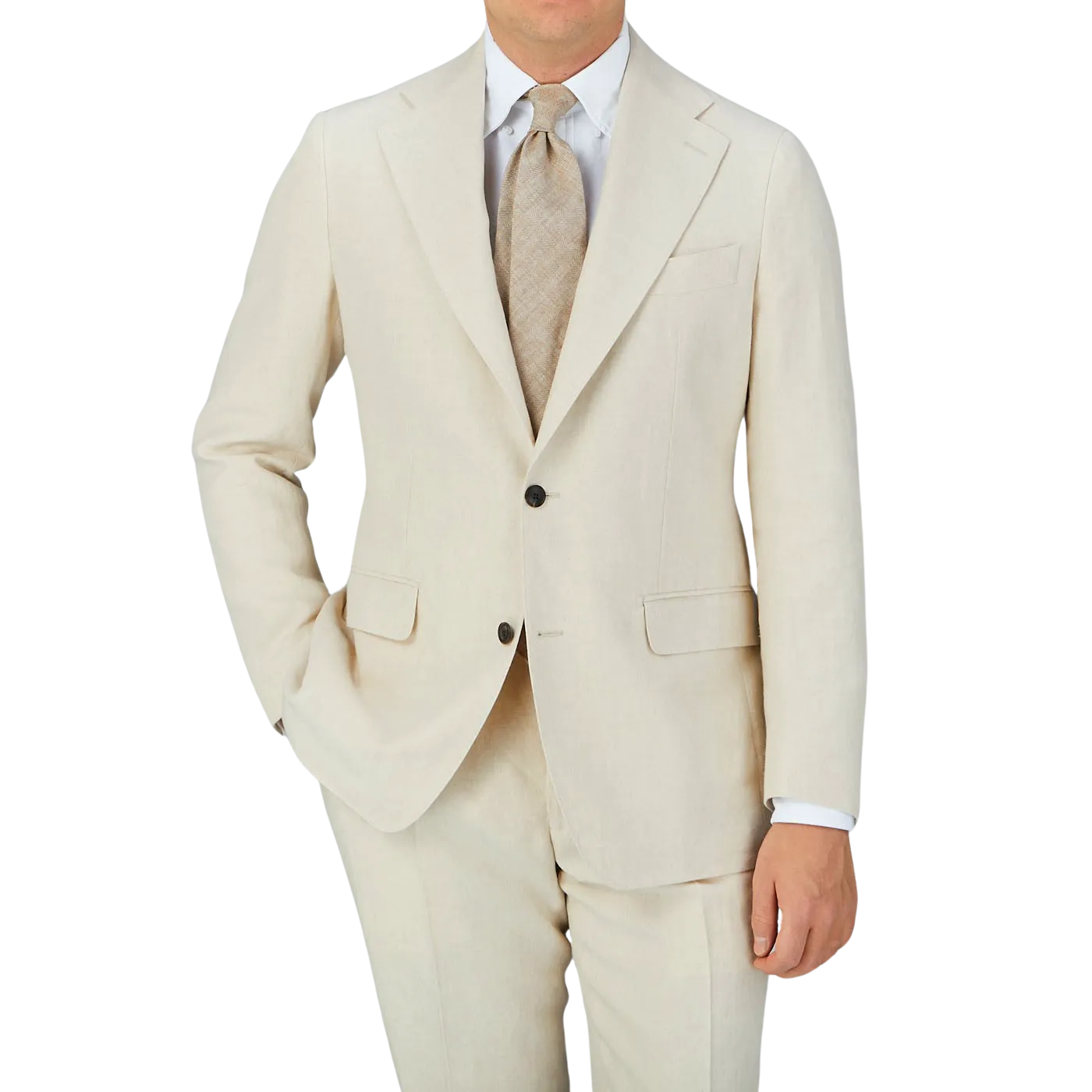 Light Beige Pure Linen Suit Jacket