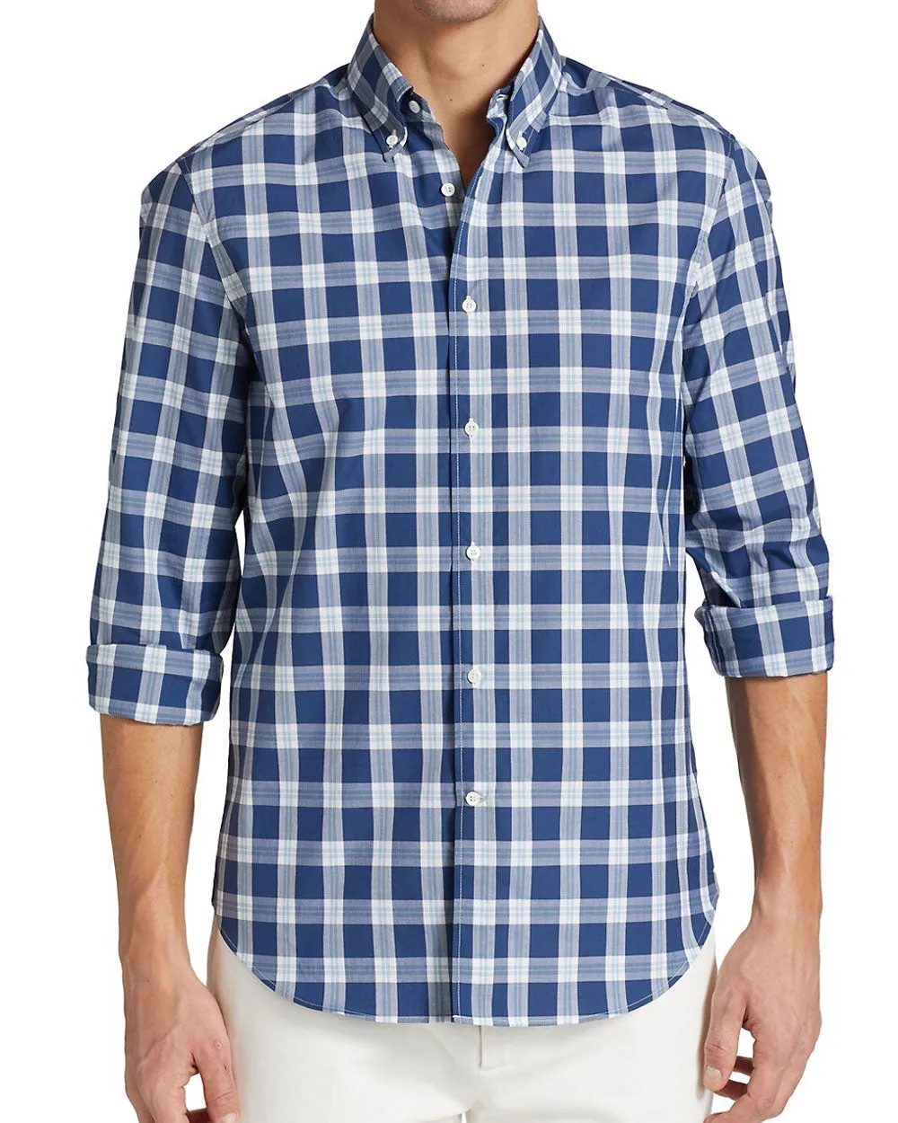Light Blue Plaid Sport Shirt