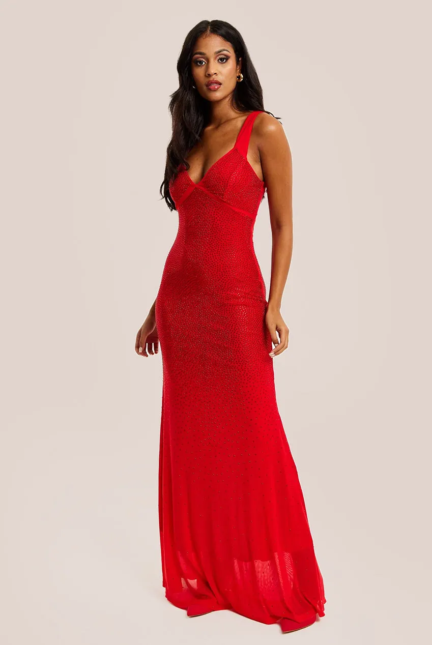 Liquorish Red Sequin Maxi Dress With Open Back Detail
