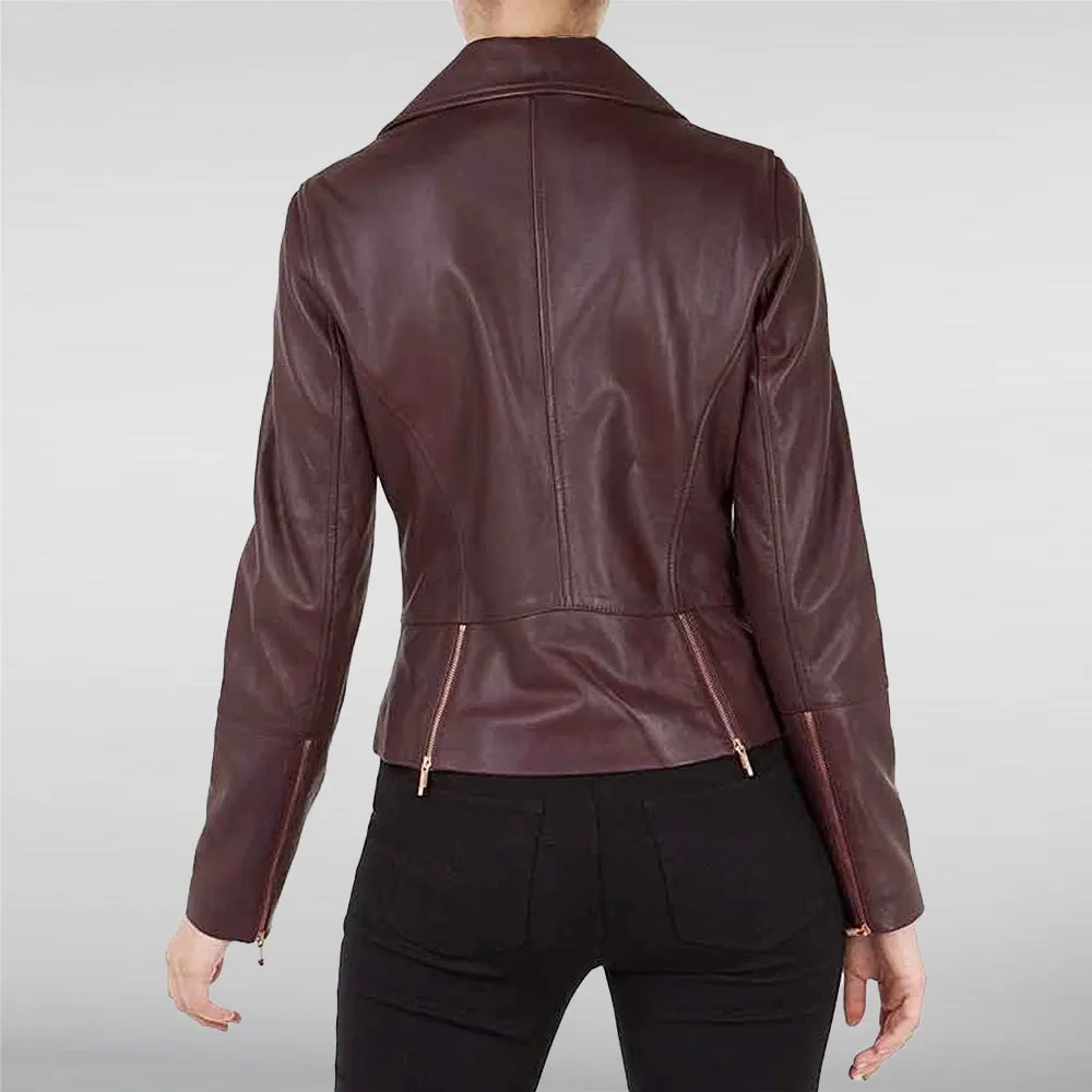 Lois Leslie Larr Brown Biker Jacket