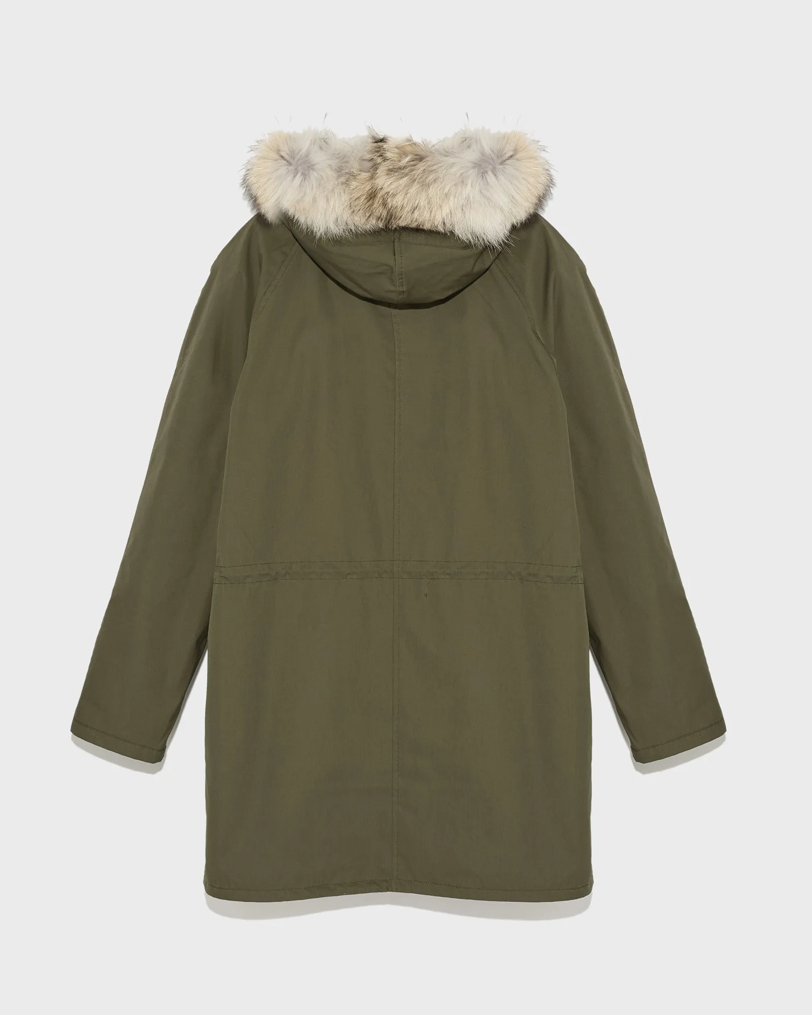 Long iconic parka in technical cotton and fur