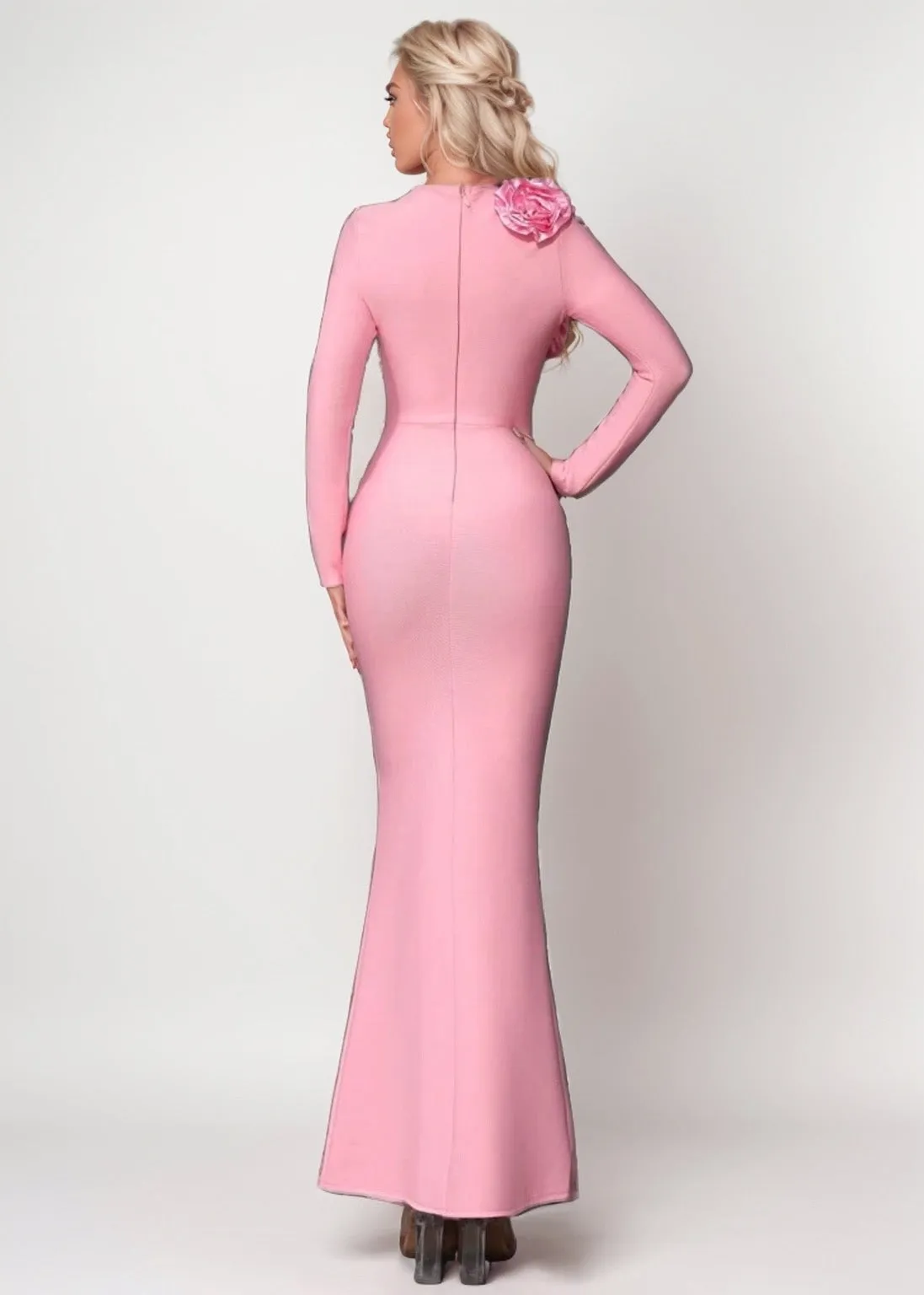 Lucia 3D Floral Decor Maxi Dress