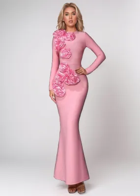 Lucia 3D Floral Decor Maxi Dress