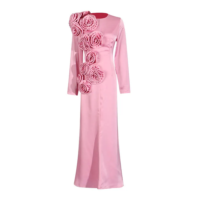 Lucia 3D Floral Decor Maxi Dress