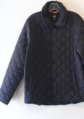 MADS NORGAARD Mens navy diamond quilt snap front jacket, M