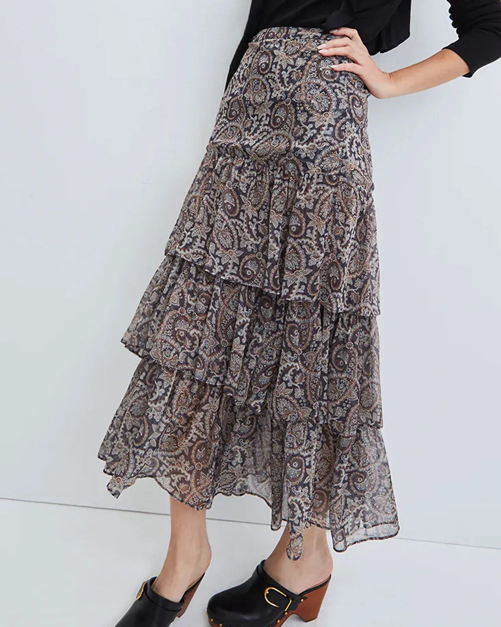 Marine Blue Paisley Shailene Midi Skirt