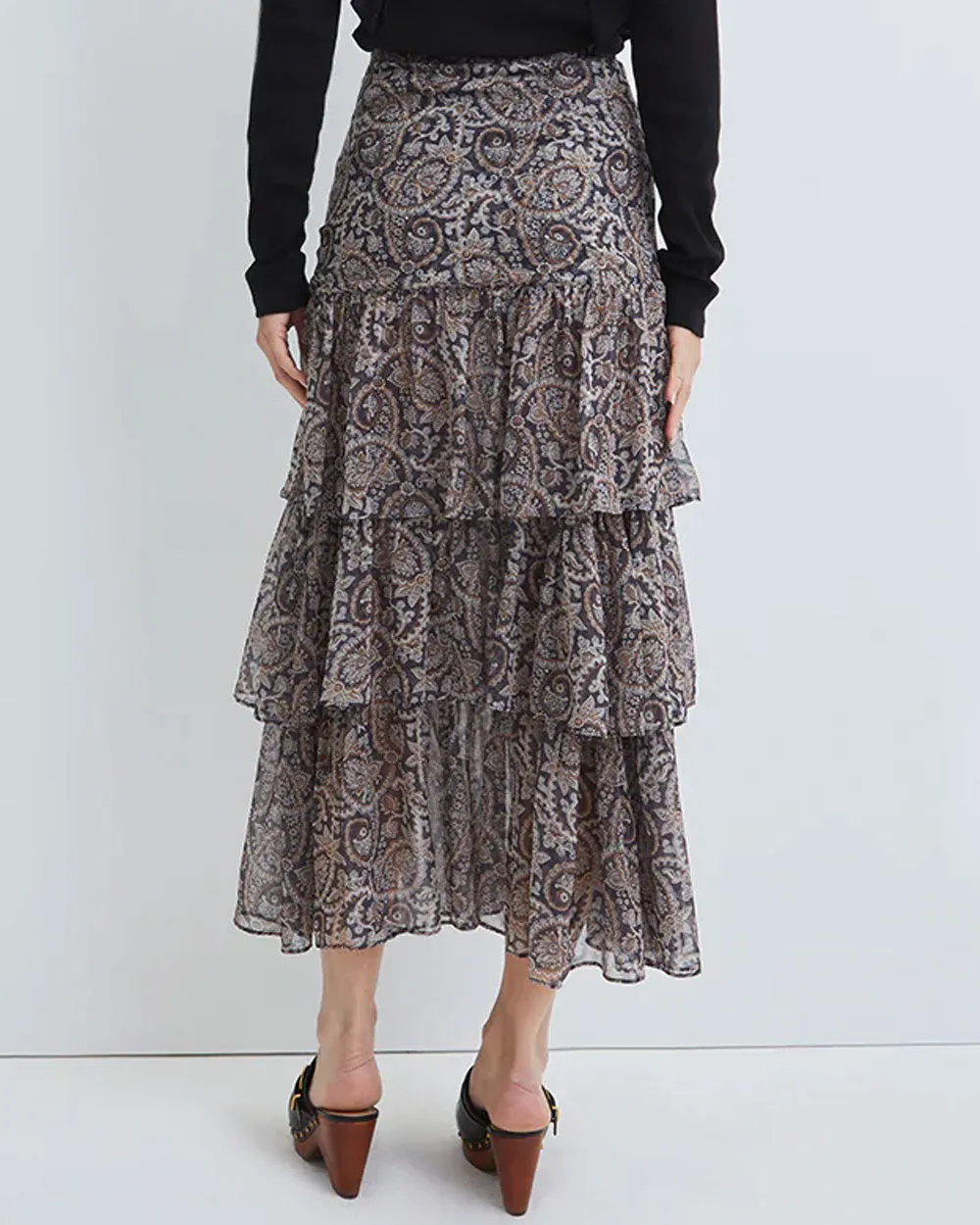 Marine Blue Paisley Shailene Midi Skirt