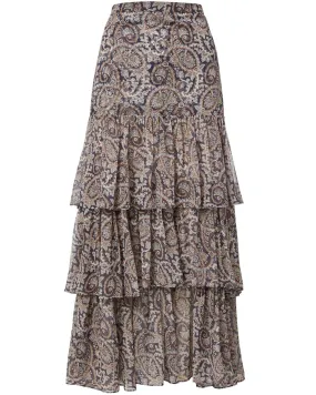 Marine Blue Paisley Shailene Midi Skirt