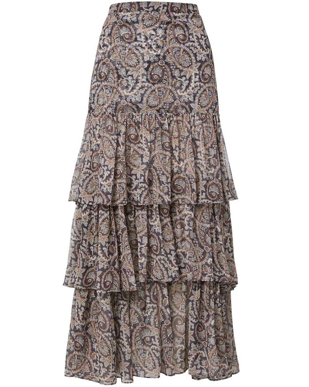 Marine Blue Paisley Shailene Midi Skirt