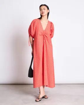MAXI DRESS DANS CHERRY RED WHITE STRIPED