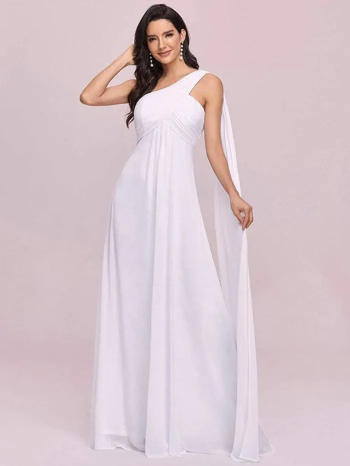 Maxi Long Chiffon One Shoulder Evening Dress for Women