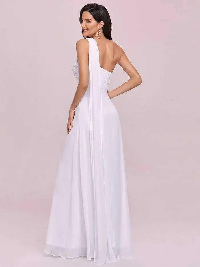 Maxi Long Chiffon One Shoulder Evening Dress for Women