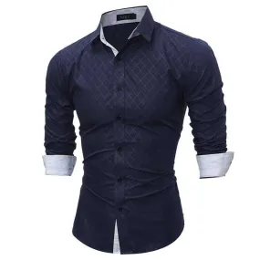 Men's Slim Fit Long Sleeve Casual Social Male Shirt high quality