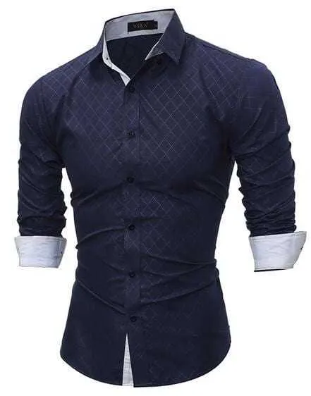 Men's Slim Fit Long Sleeve Casual Social Male Shirt high quality