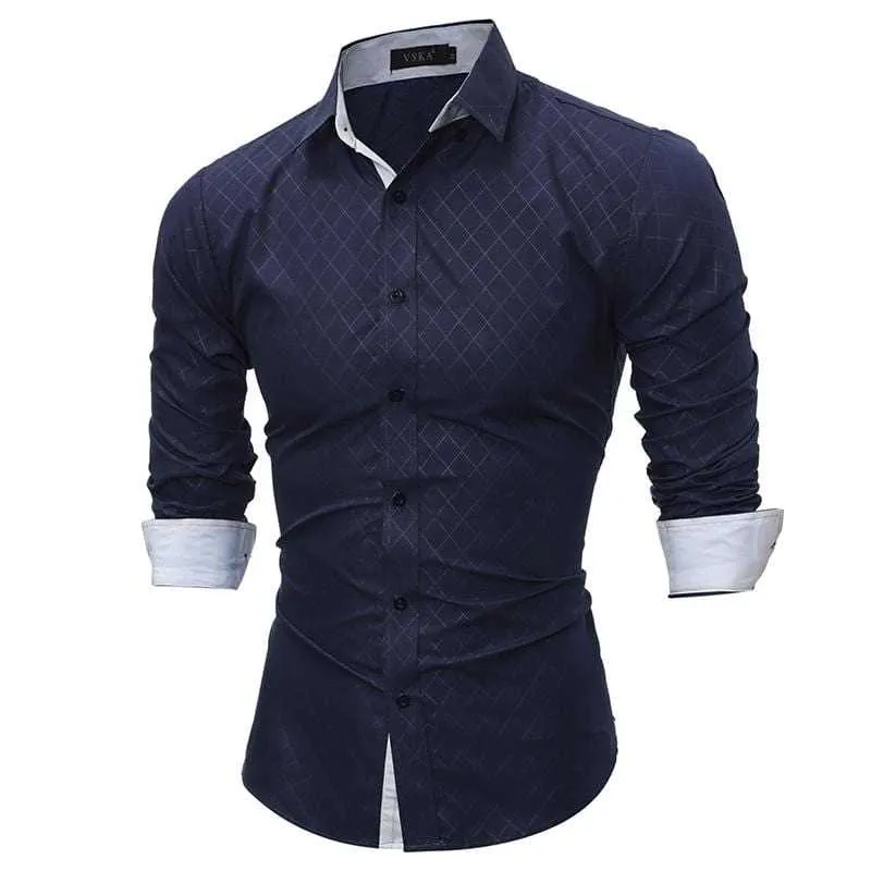 Men's Slim Fit Long Sleeve Casual Social Male Shirt high quality