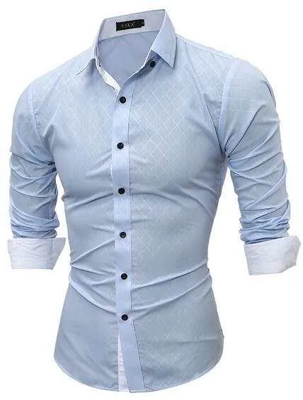 Men's Slim Fit Long Sleeve Casual Social Male Shirt high quality