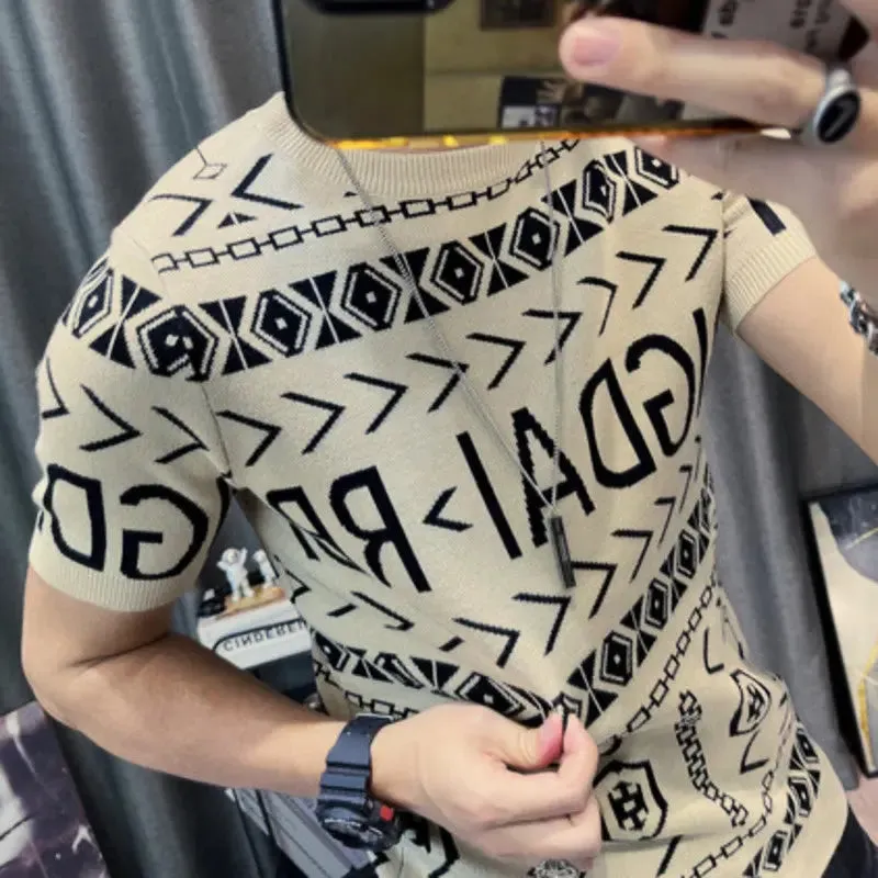 Men's Slim fit Paterned Short Sleeve T-shirt