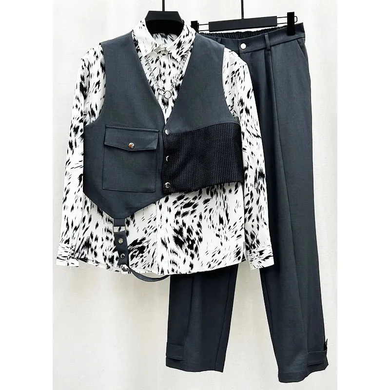 Men's Vest & High Waist Pants 2-Piece Set