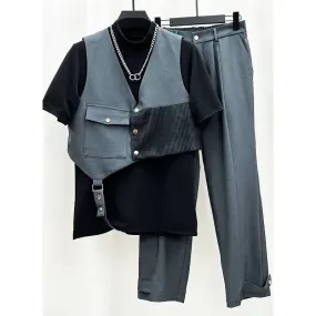Men's Vest & High Waist Pants 2-Piece Set