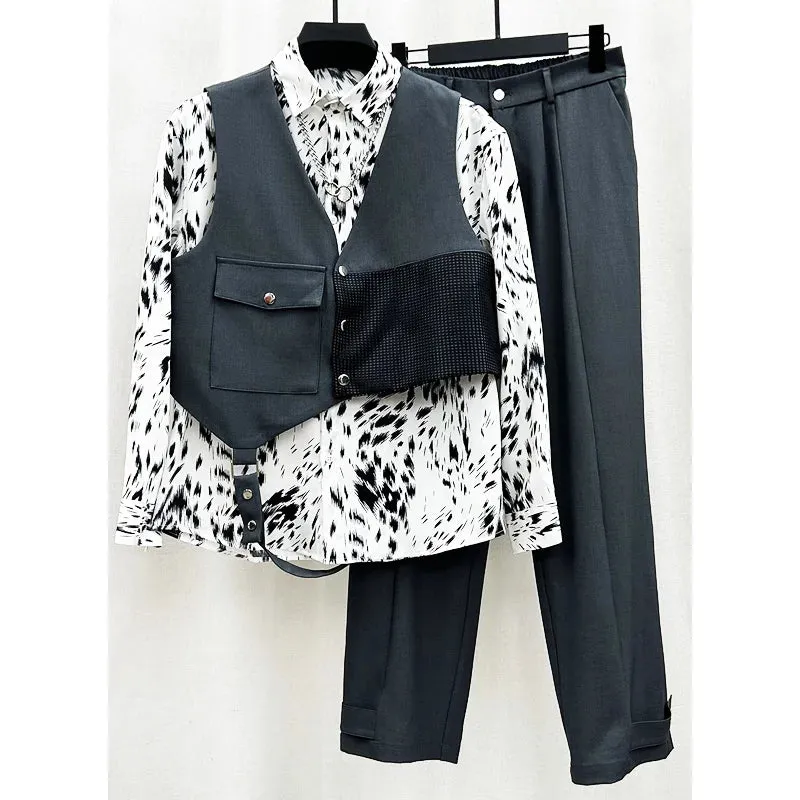 Men's Vest & High Waist Pants 2-Piece Set
