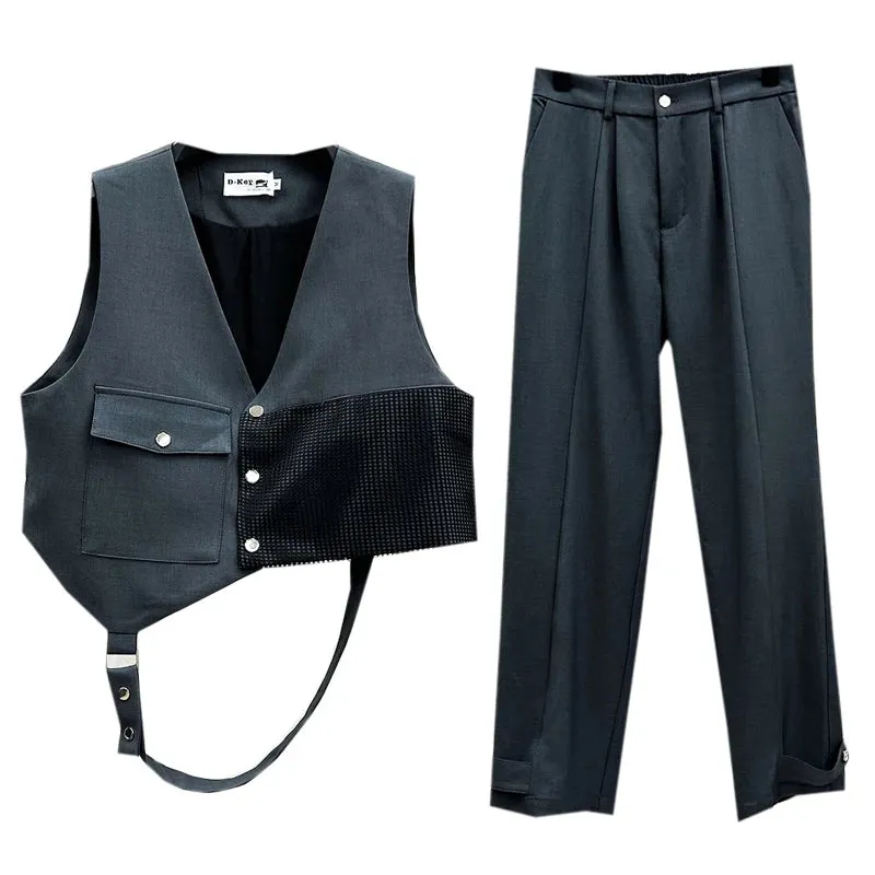 Men's Vest & High Waist Pants 2-Piece Set