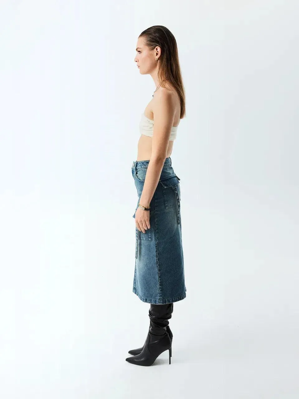 Midi Denim Skirt