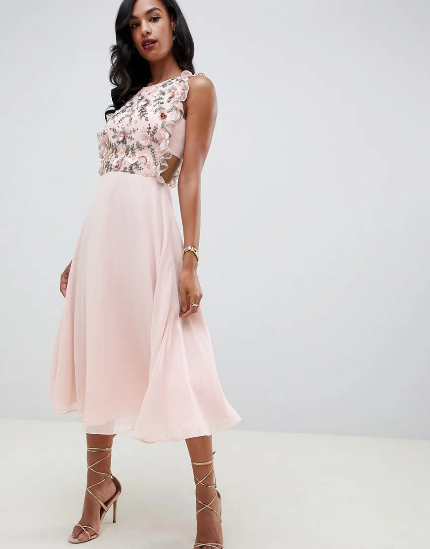 Midi dress with pinny bodice