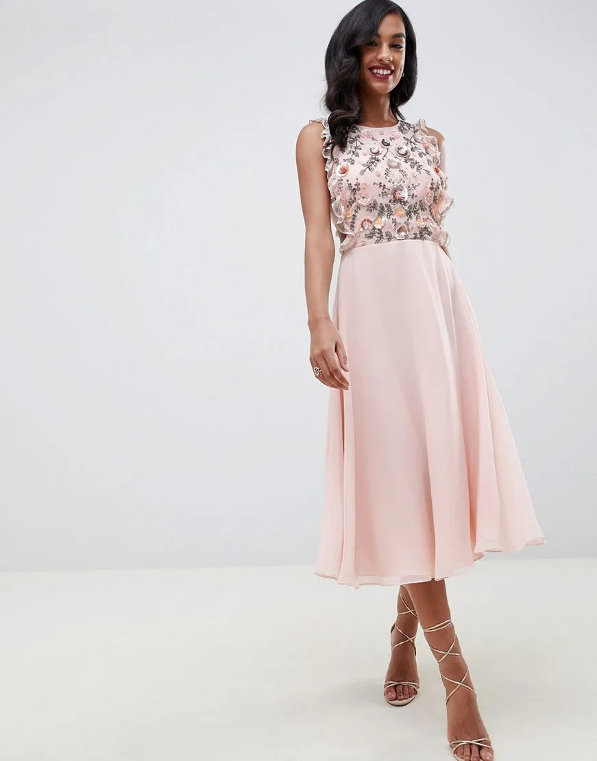 Midi dress with pinny bodice