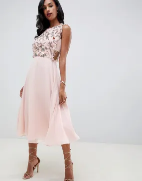 Midi dress with pinny bodice