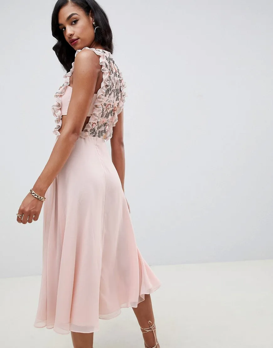 Midi dress with pinny bodice