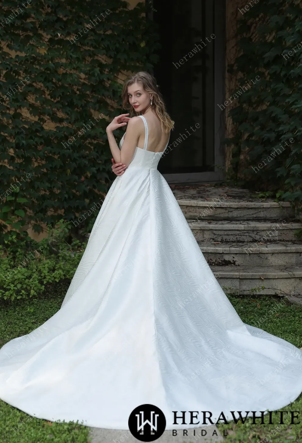 Minimalist Chic Modern Ballgown Wedding Dress With Shoulder Straps